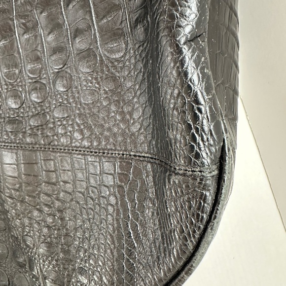 Brahmin Jacqueline Melbourne Hobo Tote Croc Embossed Black Leather Large Bag, - Picture 6 of 11